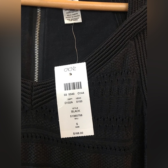 Black Knit Crochet Cache Dress Small NWT - Picture 3 of 4